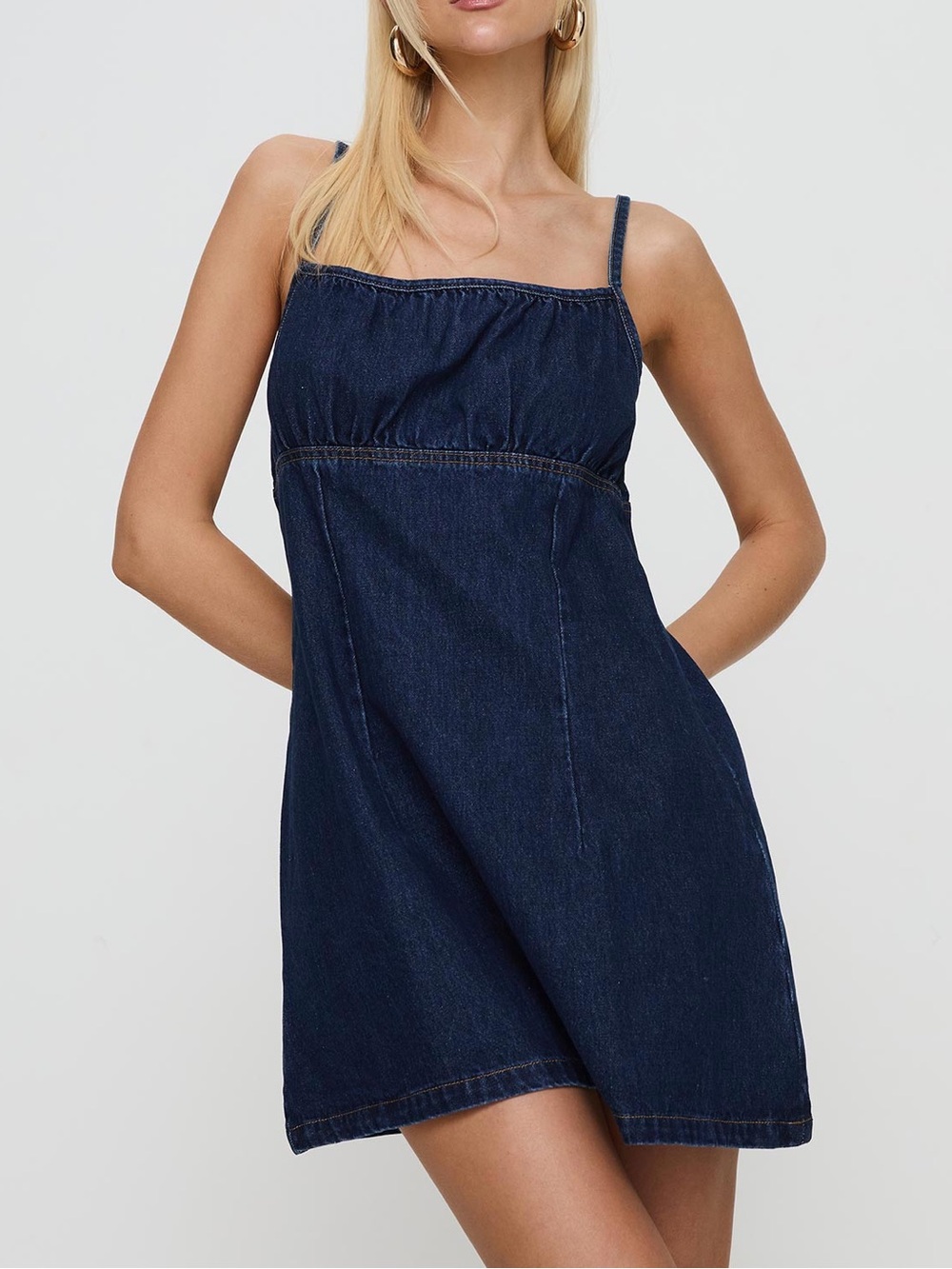 NEW Princess Polly Adria Denim Mini Dress Indigo Womens SIZE 2 NWT.     G75